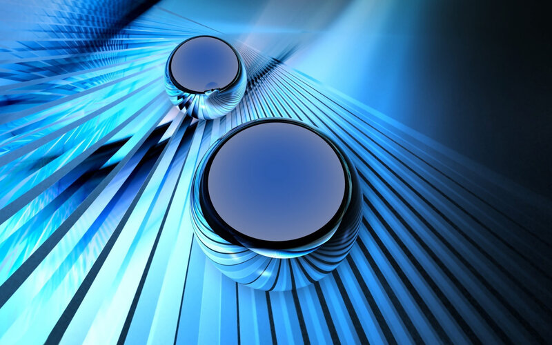 Blue Spheres in Tunnel