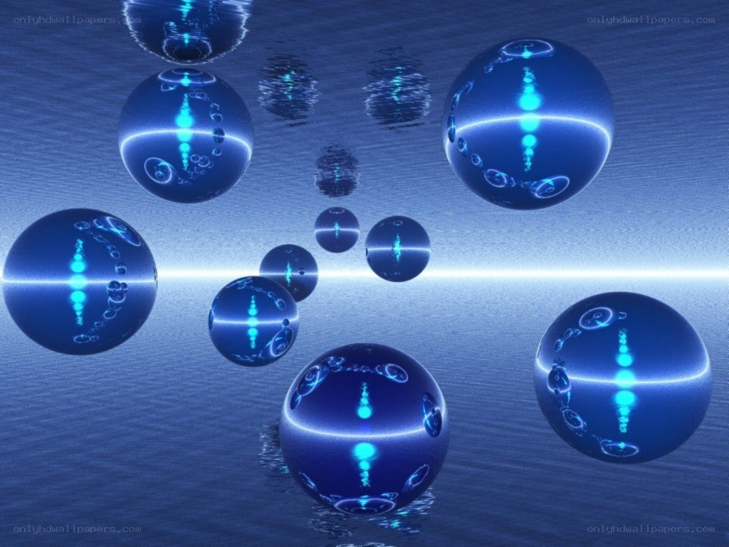 Blue spheres in water