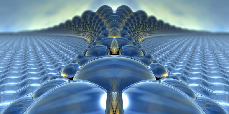 Blue Spheres on Grid — Abstract