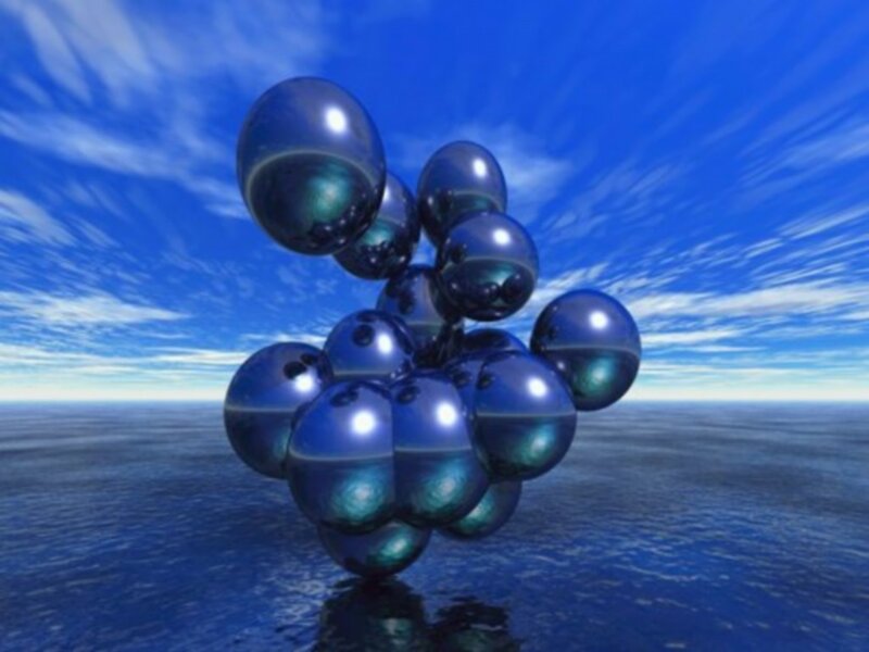 blue spheres on ocean surface
