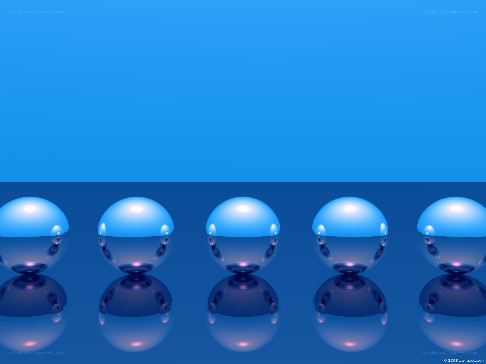 blue spheres on reflective surface