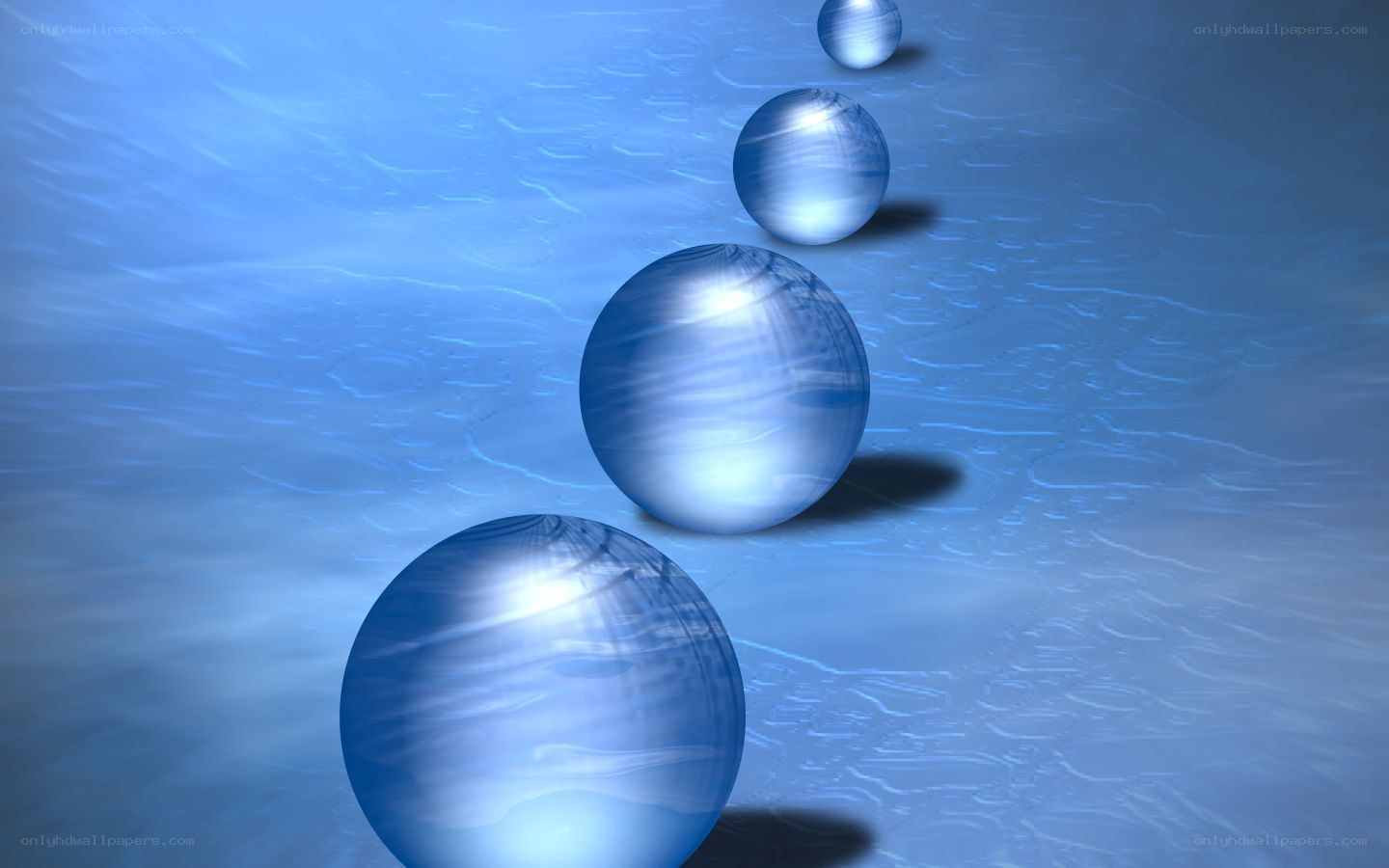 Blue spheres on water surface
