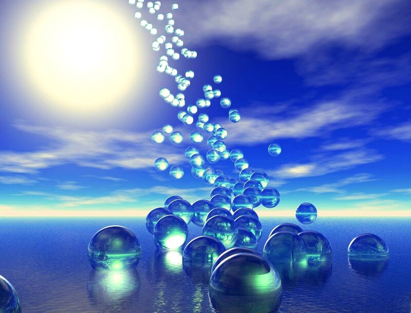 Blue Spheres on Water