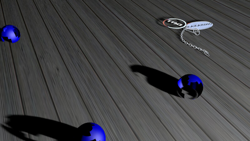 Blue Spheres on Wood