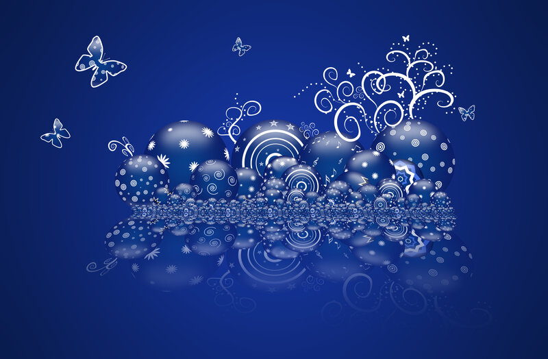 Blue Spheres with Patterns