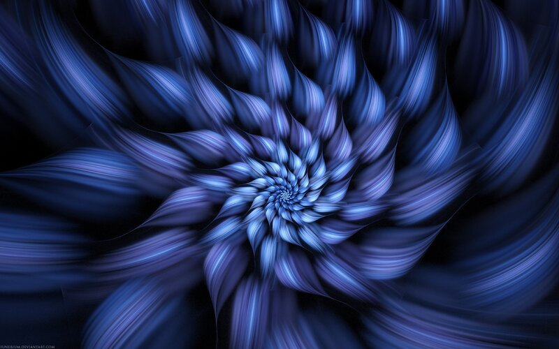 Blue Spiral Fractal — Hypnotic, Digital Art