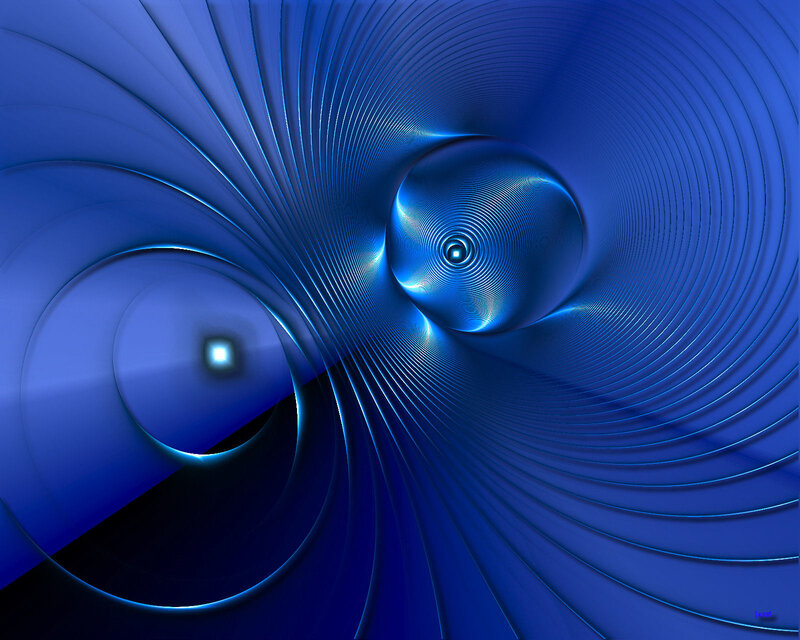 Blue spiral fractal tunnel