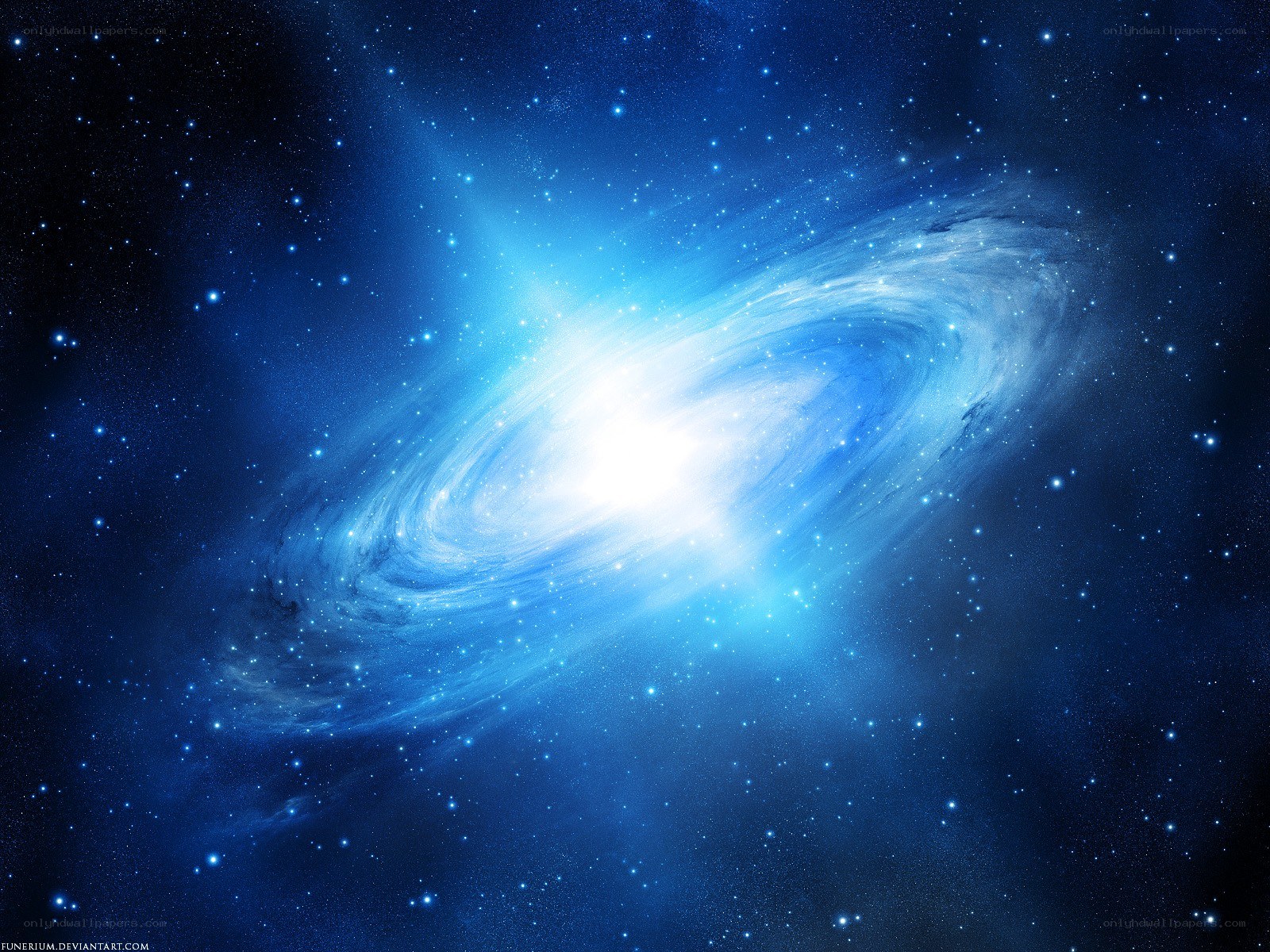 Blue spiral galaxy in space
