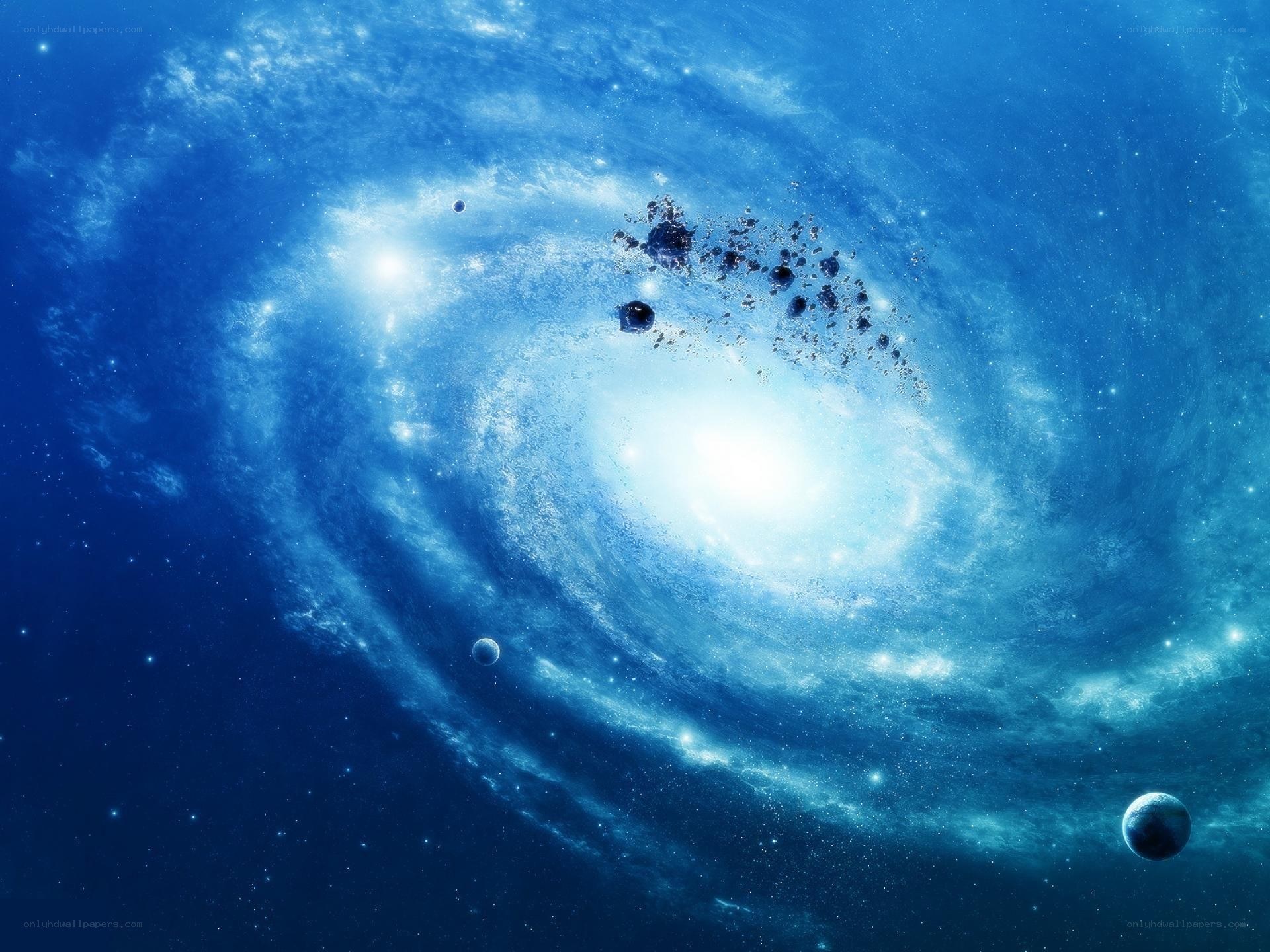Blue spiral galaxy space scene
