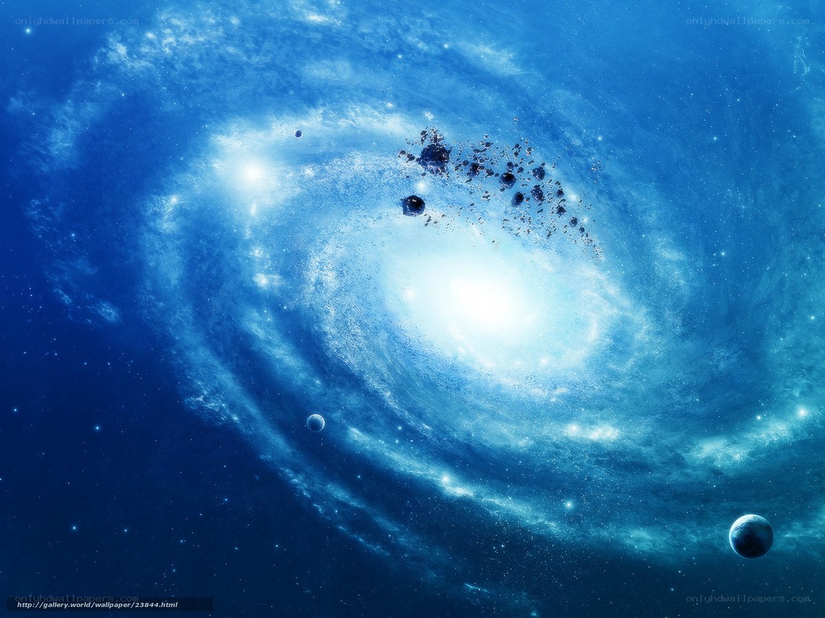 Blue spiral galaxy space scene