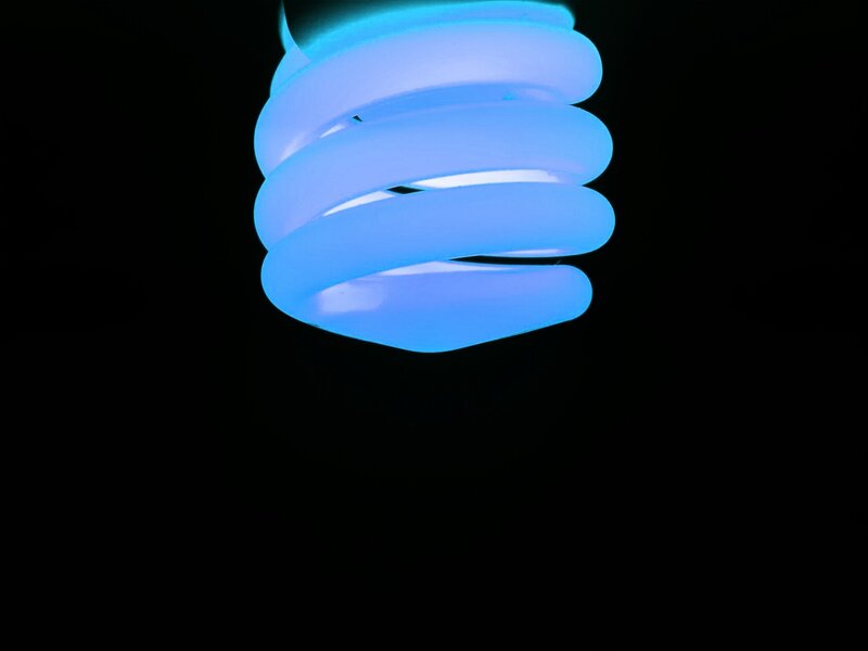 Blue Spiral Light Bulb