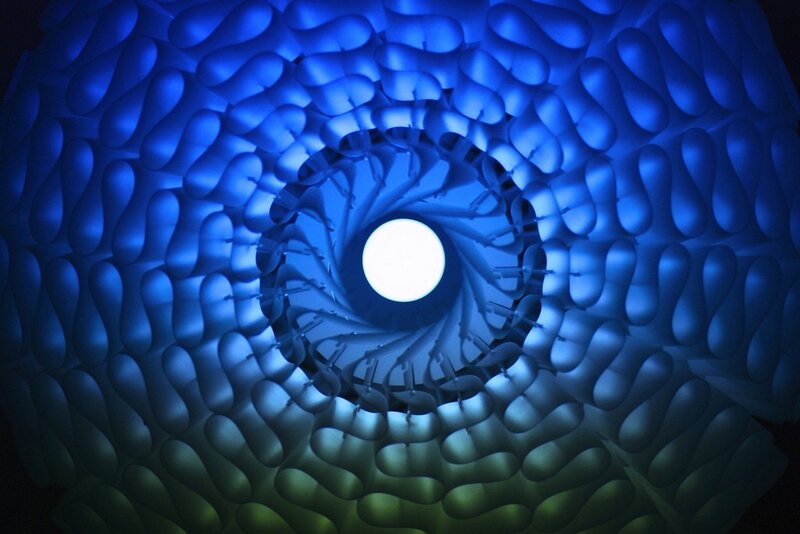 blue spiral light fixture