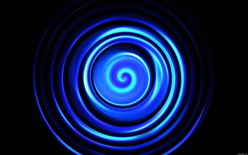 Blue Spiral Light Pattern — Hypnotic, Abstract, Dark Background, Black