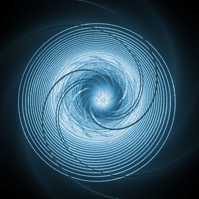 Blue Spiral Light Pattern — Hypnotic, Abstract, Dark Background