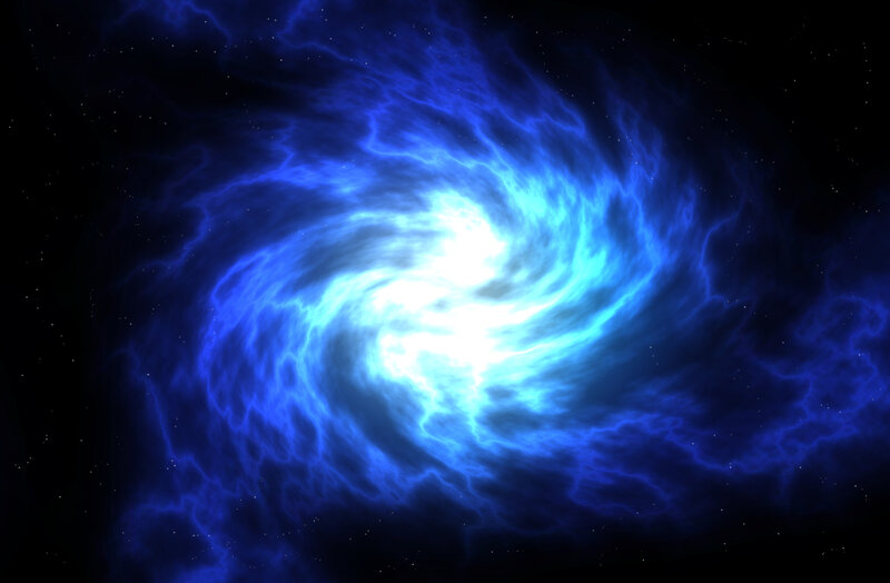 blue spiral nebula in space
