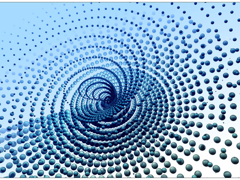 blue spiral of spheres