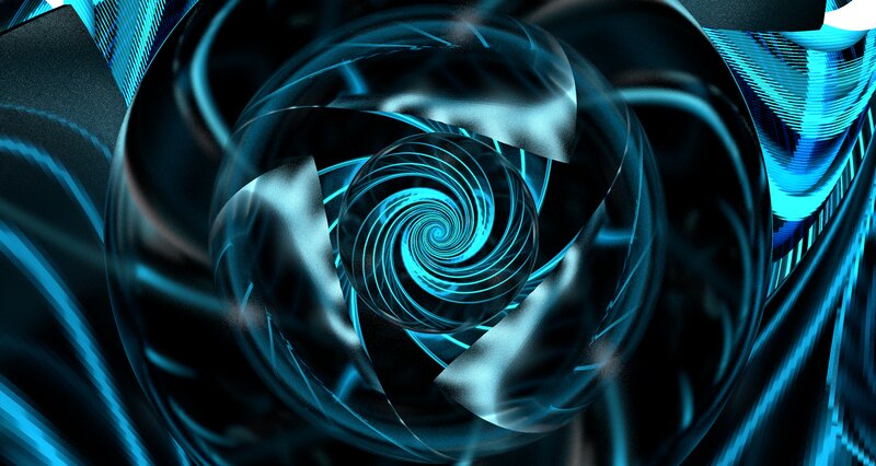 Blue Spiral Tunnel — Abstract, Digital Art