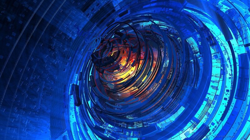Blue Spiral Tunnel — Dramatic, Digital Art