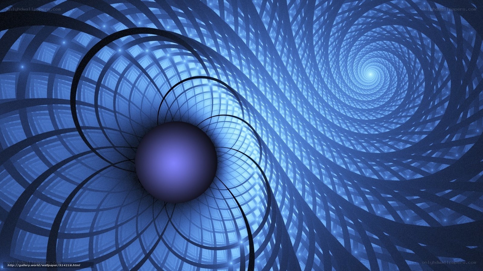 Blue spiral tunnel with sphere