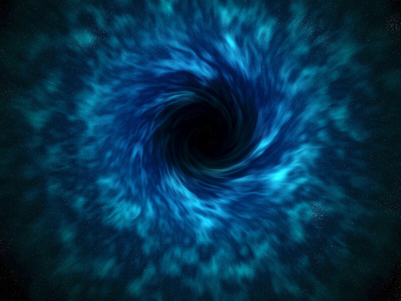 Blue Spiral Vortex — Dramatic, Digital Art