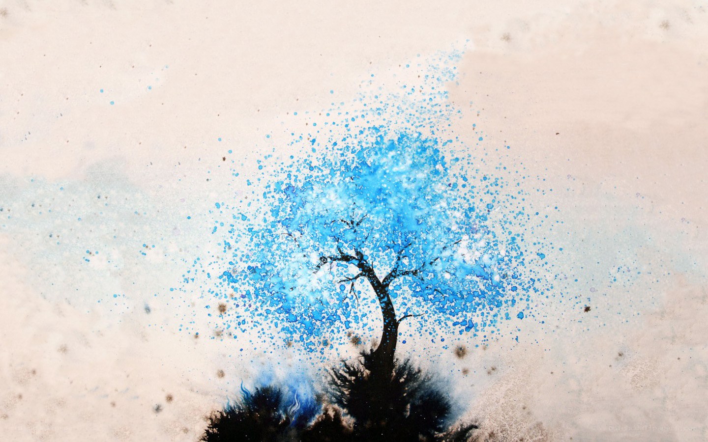 blue splatter tree art