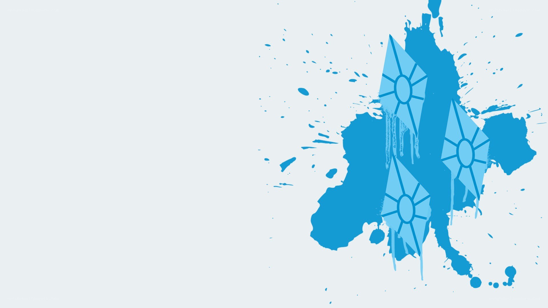 blue splatter with sun symbols