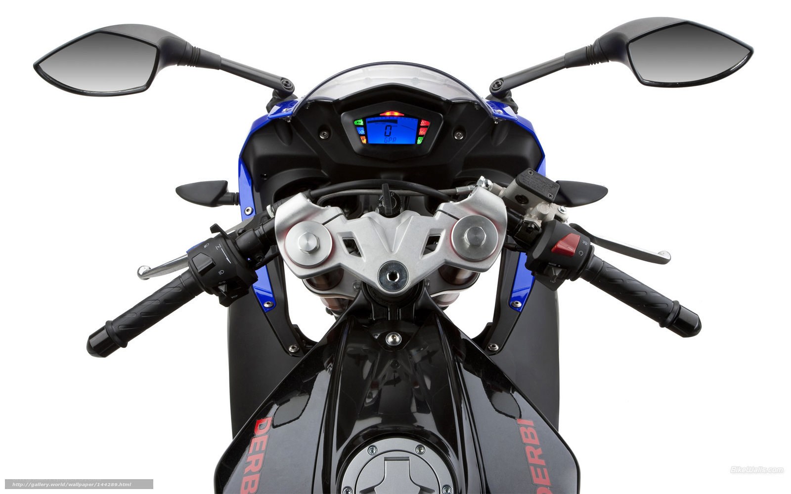 blue sport motorcycle dashboard