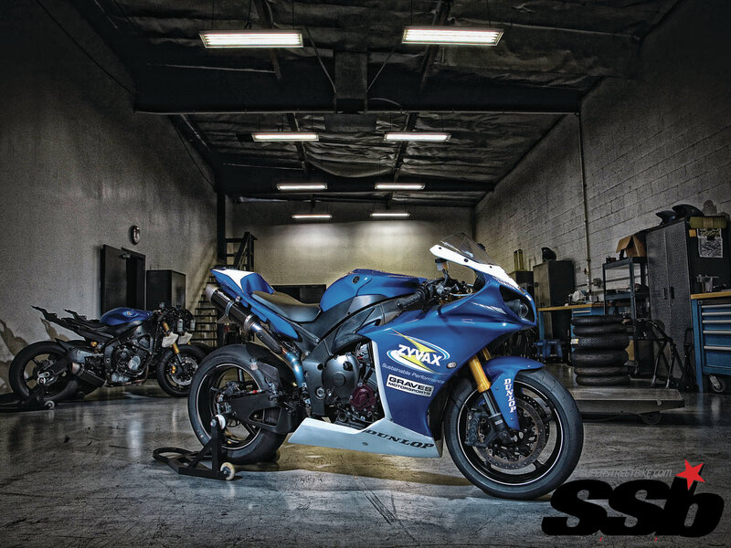 Blue Sport Motorcycle — Dramatic, Photograph, Workshop