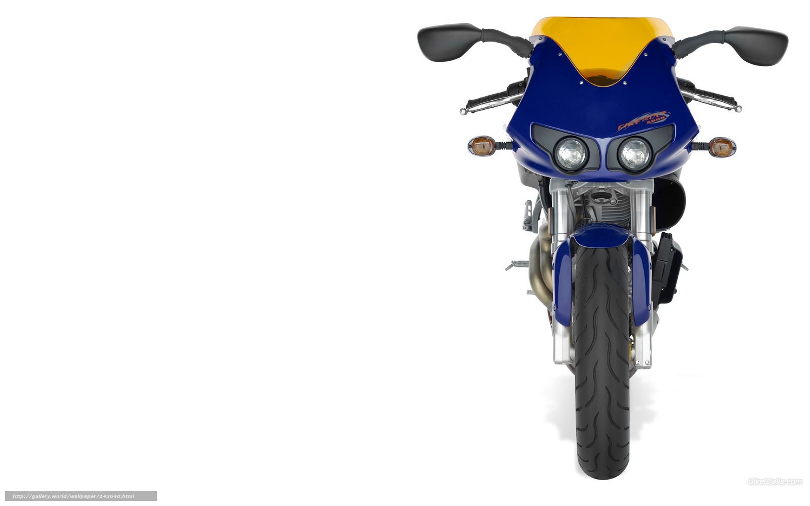 blue sport motorcycle front view