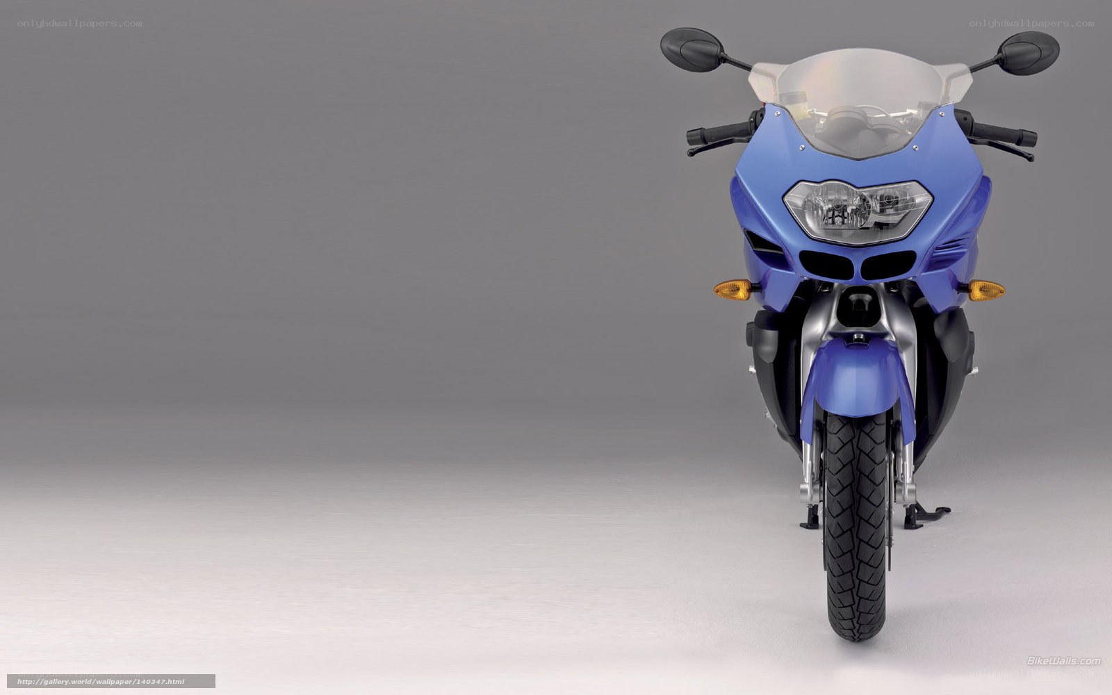 blue sport motorcycle front view