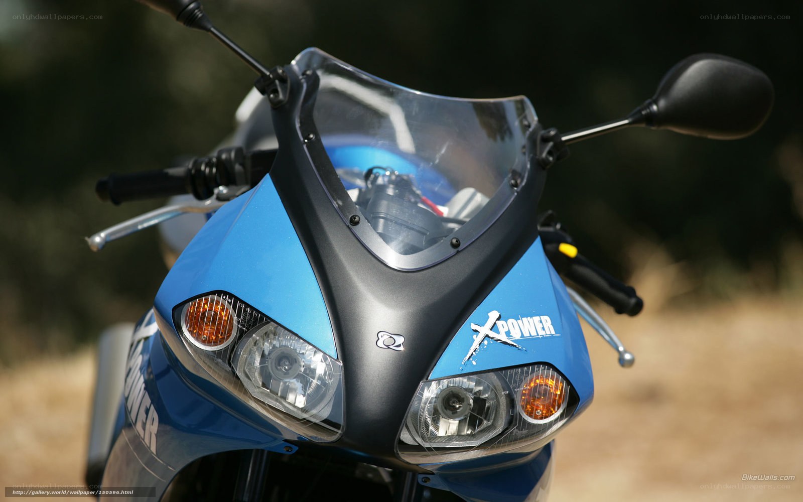 blue sport motorcycle front