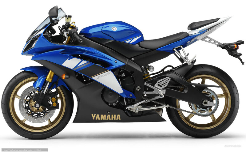 Blue Sport Motorcycle — Neutral, Photograph, Gold Wheels, Black Seat