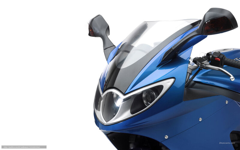 Blue Sport Motorcycle — Neutral, Photograph, Windshield, Headlight, Handlebars