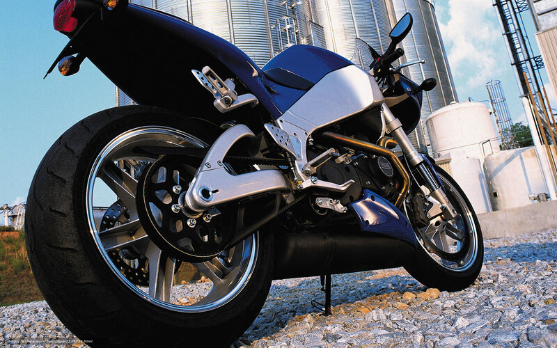 Blue sport motorcycle on gravel