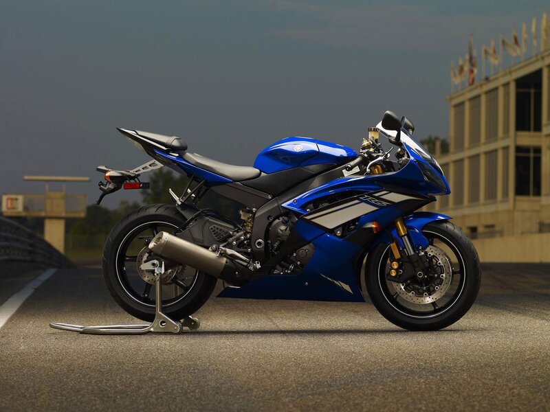 Blue sport motorcycle on track