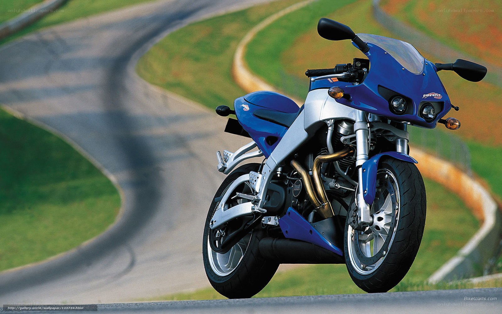 Blue sport motorcycle on track
