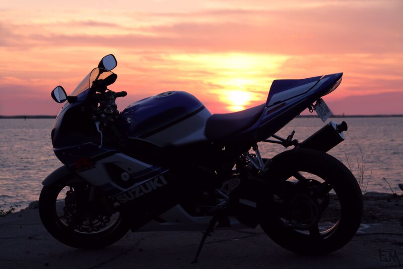 Blue Sport Motorcycle — Purple
