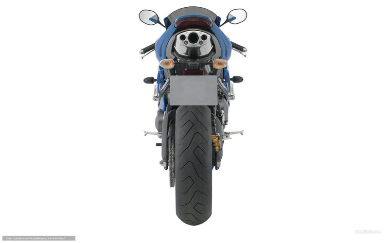 blue sport motorcycle rear view