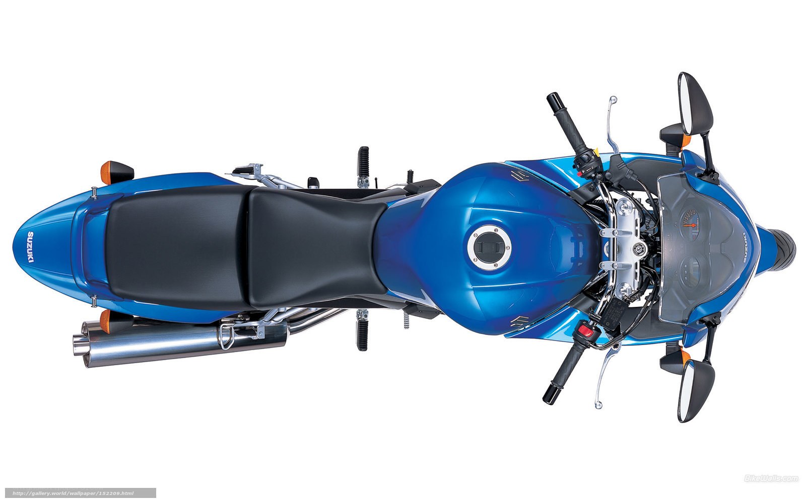 blue sport motorcycle top view