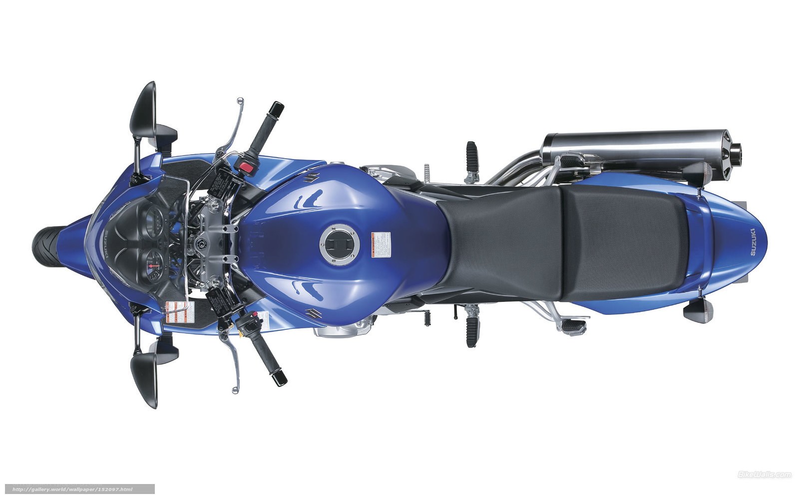 blue sport motorcycle top view
