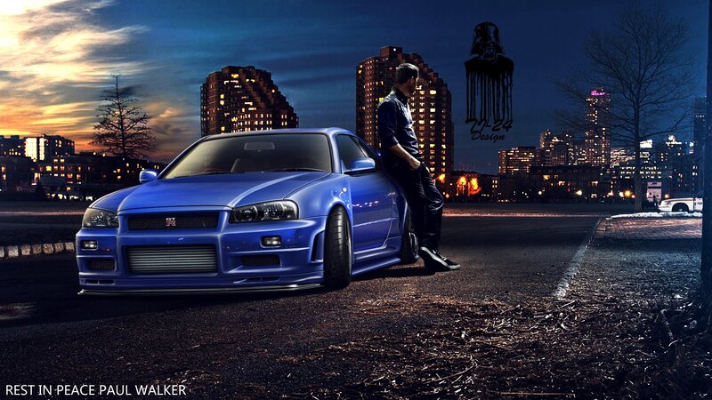 Blue Sports Car and Man