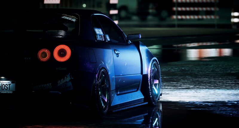 Blue Sports Car at Night — Dark, Dramatic