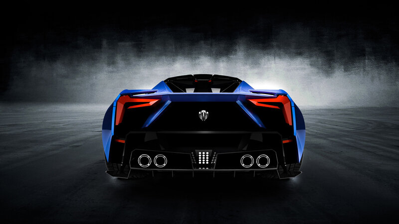 Blue Sports Car — Black, Dramatic, Night