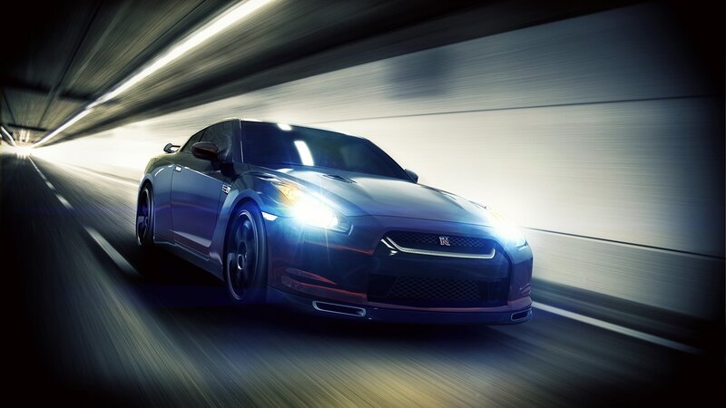 Blue Sports Car — Black, Dynamic