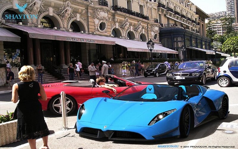 Blue Sports Car — Busy