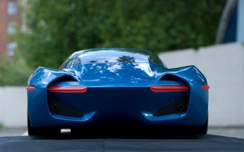 Blue Sports Car — Calm, Afternoon, Photograph, Trees