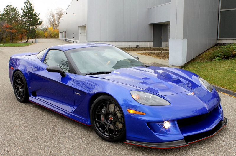 Blue Sports Car — Calm, Autumn, Photograph, Building