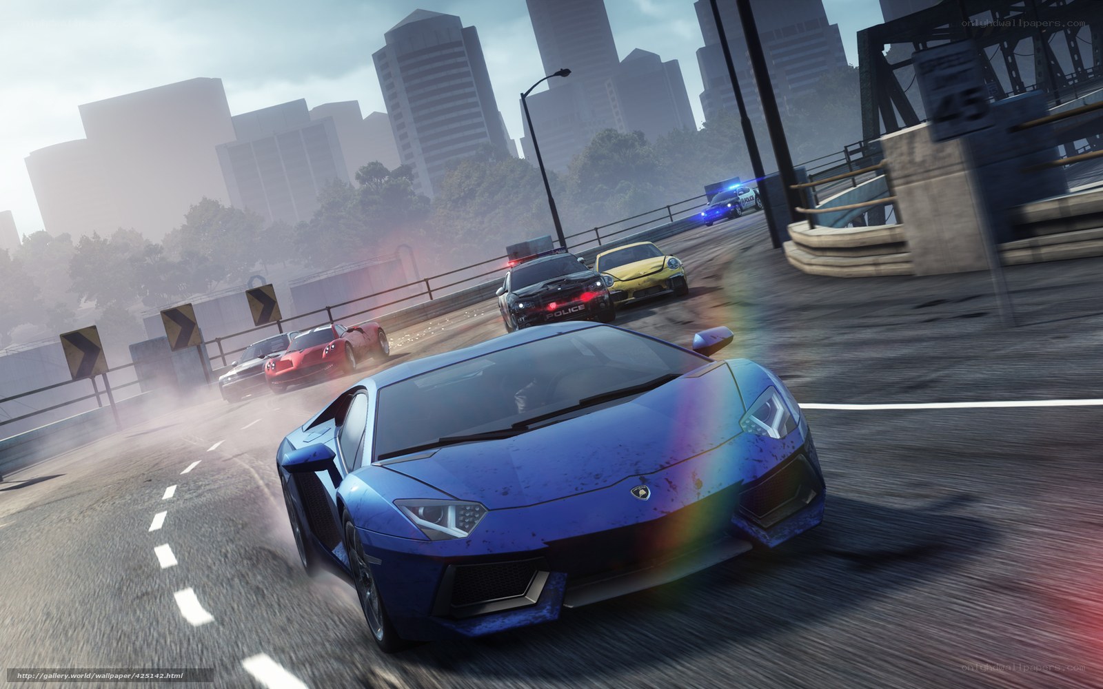 Blue sports car chase