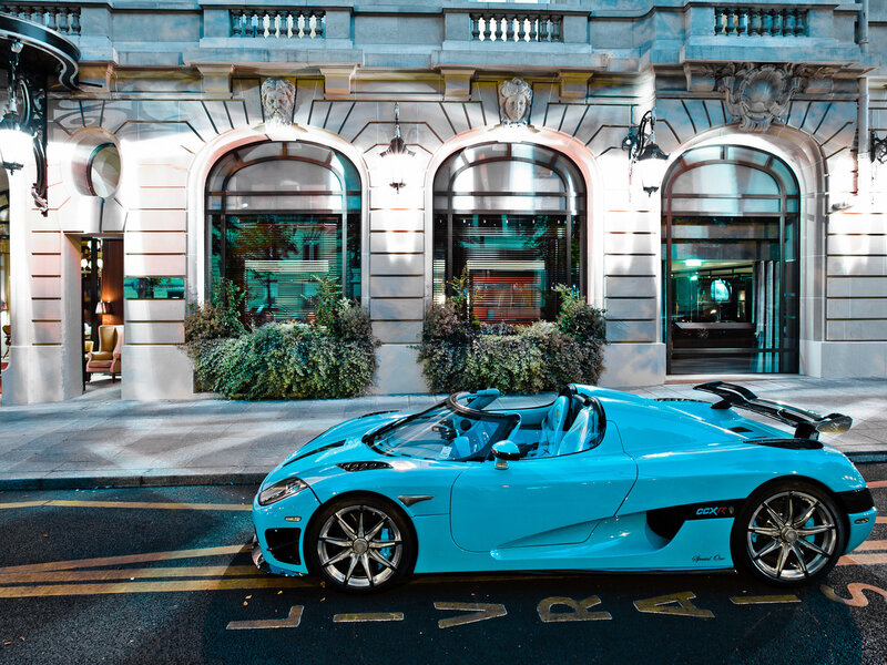 Blue Sports Car — Cyan, Dramatic, Night
