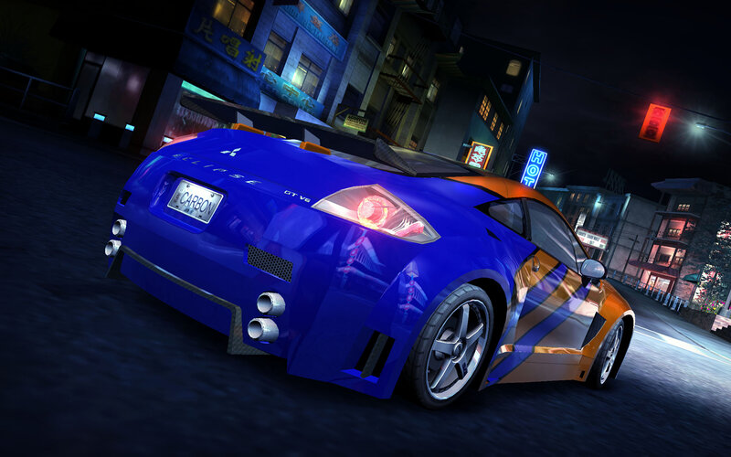 Blue Sports Car — Dark, Night, 3d Render, City Street